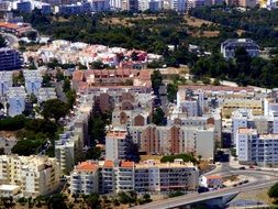 Cityscape of white homes