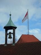 flag on imperial castle roof, germany, nuremberg
