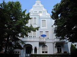 blue white villa