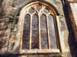 arched window in an old church