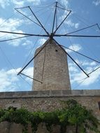 Bottom view of an old windmill