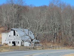 farm building at road