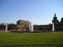 fountains in a city park in dresden