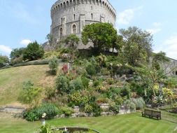 Windsor Castle among colorful nature in England