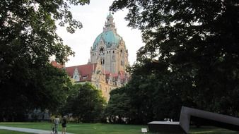 view from the park to the new town hall in Hannover