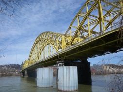 bridge over the river as a metal construction