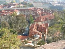 Castles among the green trees in Prague