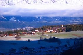 landscape of Scenic city view near the mountains in Austria