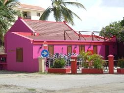 house with pink walls