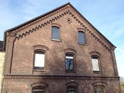 brick facade of the building front view