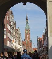 View across the long street to the Town Hall in Gdansk