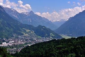 Vorarlberg town in the valley of the mountains