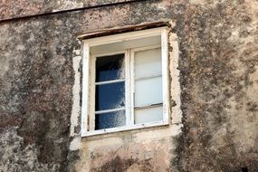 white glass in the window frame