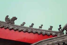 Sculptures on the wall of a building in Shandong