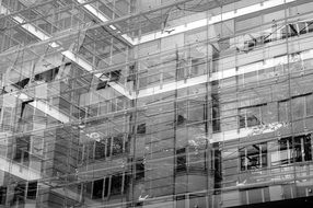 Reflection on the building made of glass