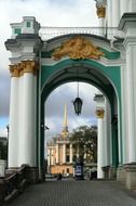 arch with columns in the winter palace, russia, st petersburg