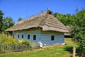 House under a thatched roof in an open-air museum