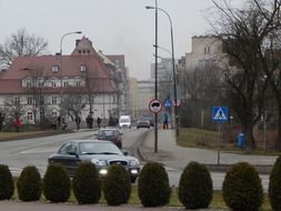 Cityscape with the street in Poland