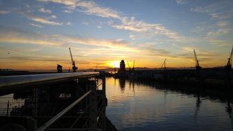 sunset over the city promenade