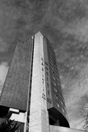 maritime hotel building in ulm in black and white
