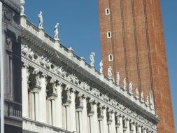 sculptures on a historic building in Venice