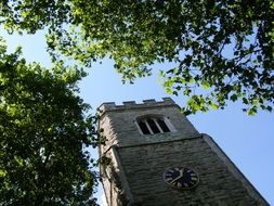 Church clock tower in Europe