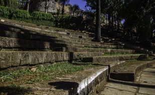 moss on the steps of the amphitheater