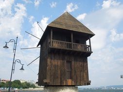 wooden mill in a city in bulgaria