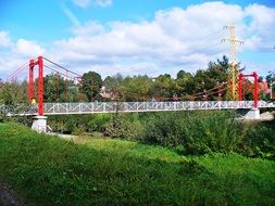 bridge with steel frame over the river