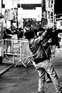 black and white photo of the crowded New York City