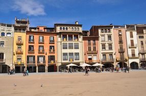 Houses on plaza in city