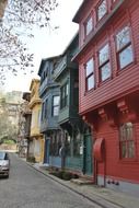 alley with houses with colored facades