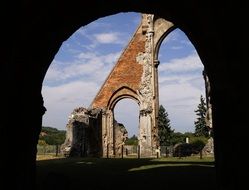 church ruines arched view