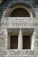 closed windows of a castle in wilhelmsburg