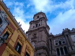 bell tower of renaissance cathedral at sky, spain
