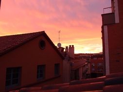 Sunset and the houses