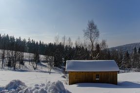 house in the snow in winter