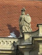 Sculpture on the background of a roof in Cluj-Napoca, romania