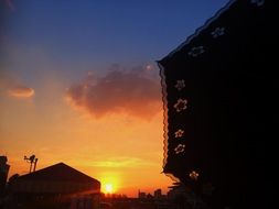 View of the city in sunset time