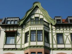 facade with wooden frames in saarbruecken