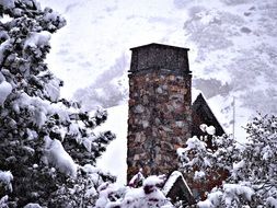 chimney among trees in winter