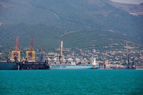 ships in a quiet blue port