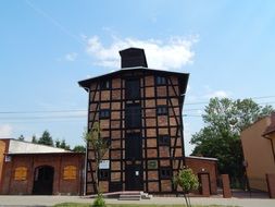 granary, scenic timber framed brick building, poland