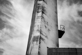 Black and white photo of the tower