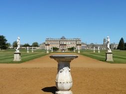 lawns with sculptures near the house