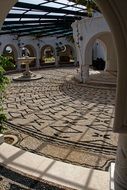 marble mosaic of courtyard in Greece