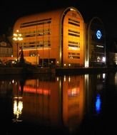 buildings reflections at night