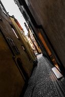 the old town alley with light in Stockholm, Sweden