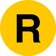 letter r on a yellow circle