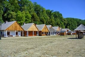 wooden buildings in the museum in Sanok